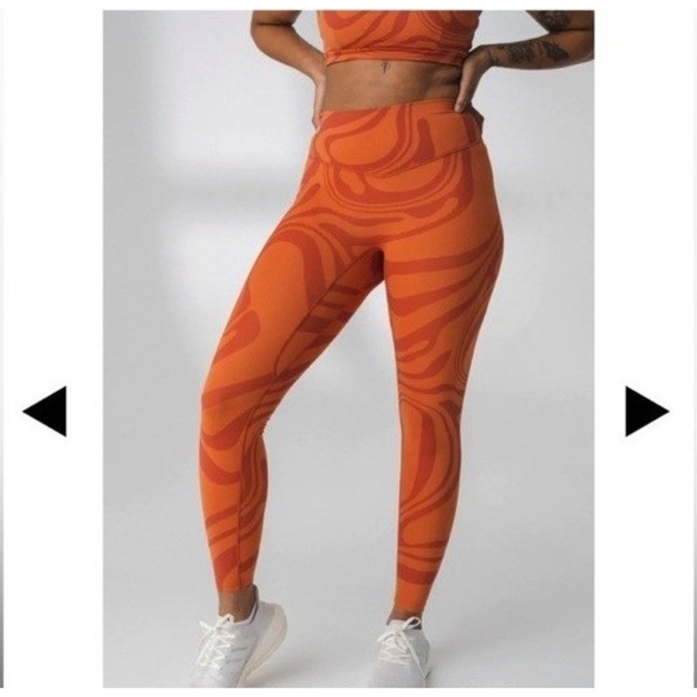 Balance Athletica Women Orange Marble Swirl High Rise Leggings Size L 2021